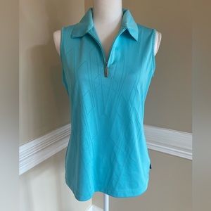 N'Vo Sleeveless Golf Polo Tank, Sky Blue, Size Medium